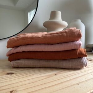 Set of Four Earthy Tone Muslin Blankets